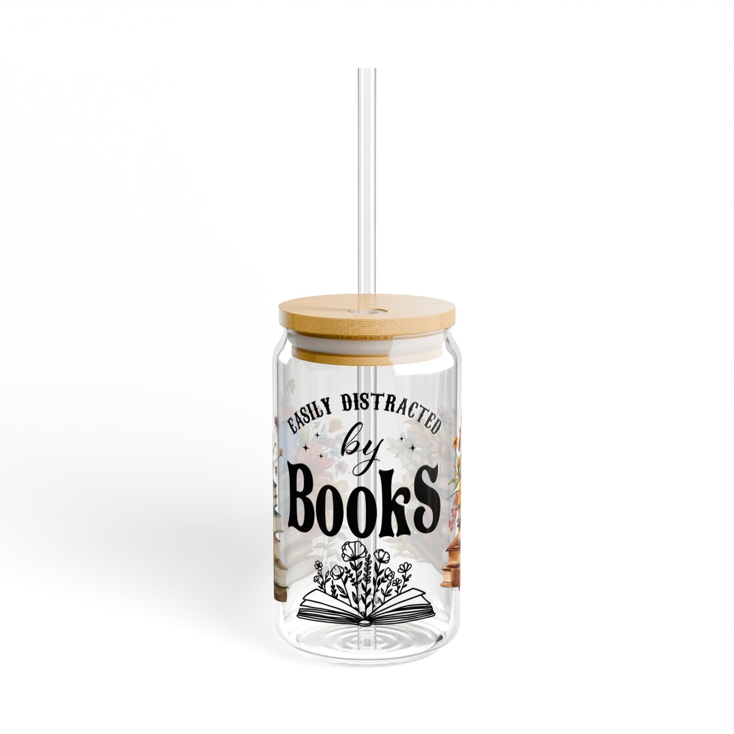 Book Flowers Sipper Glass