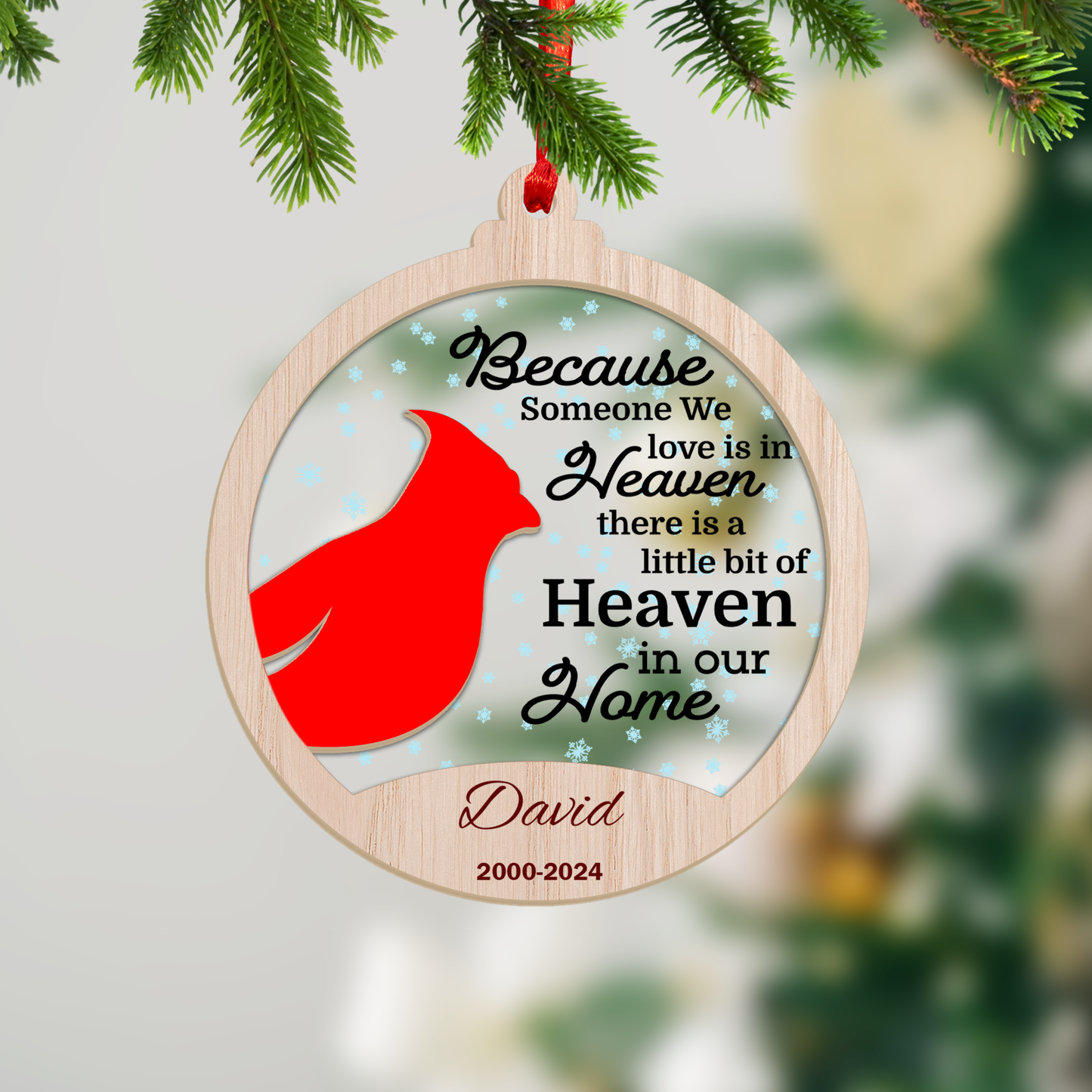 Customized Cardinal Christmas in Heaven Ornaments