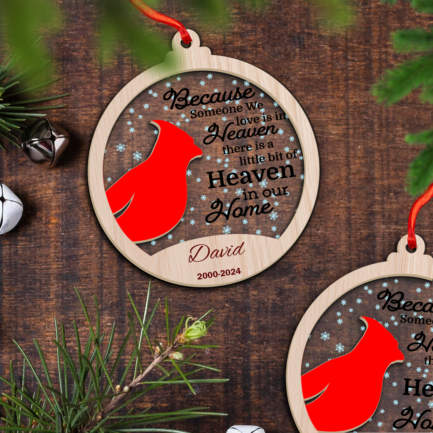 Customized Cardinal Christmas in Heaven Ornaments