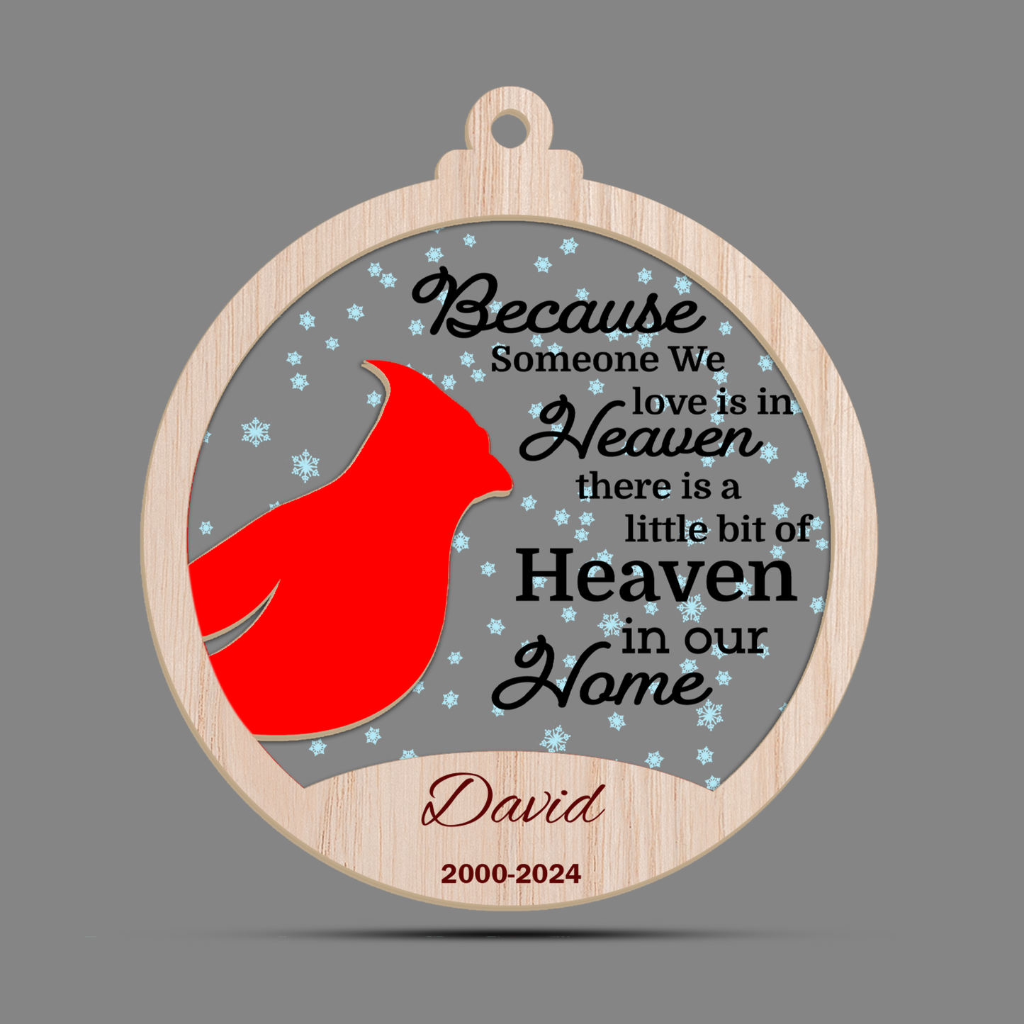 Customized Cardinal Christmas in Heaven Ornaments