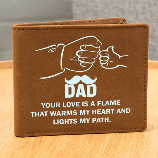 Dad Love is a Flame Leather Wallet