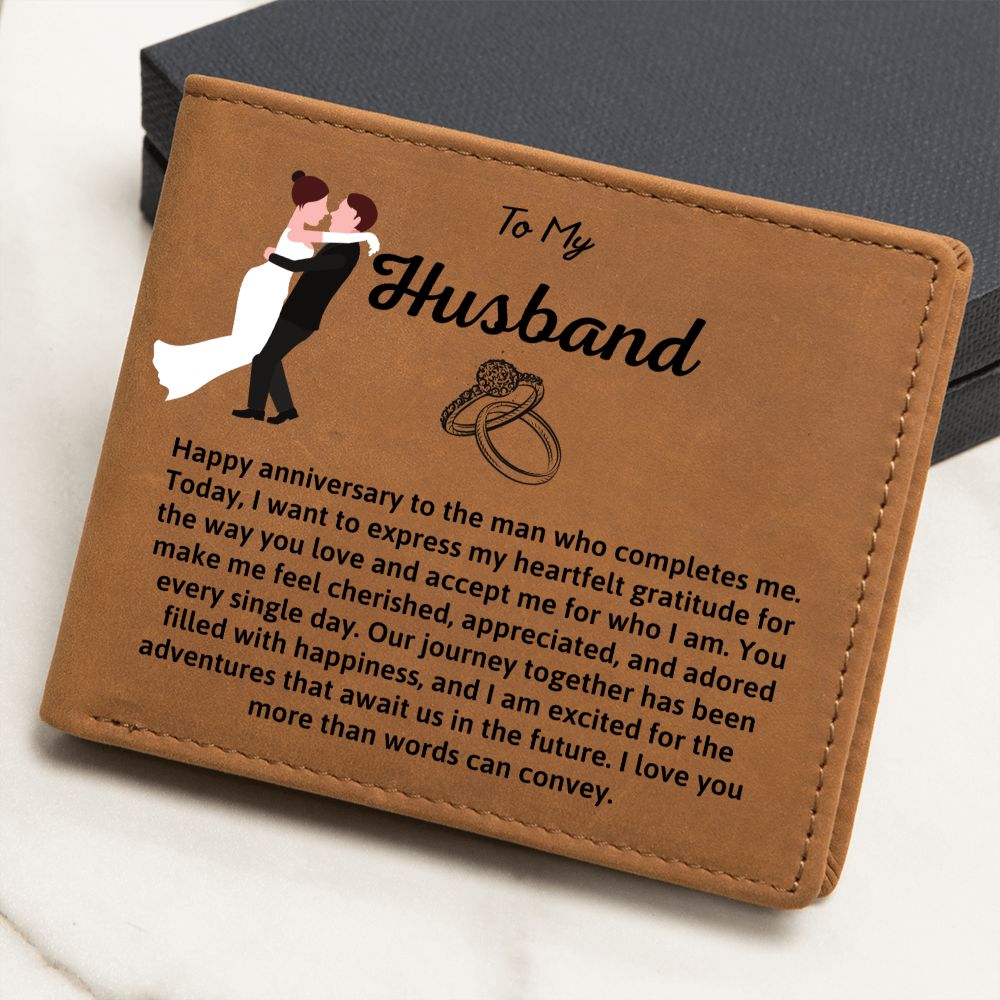 To My Husband - Happy anniversary Leather Wallet