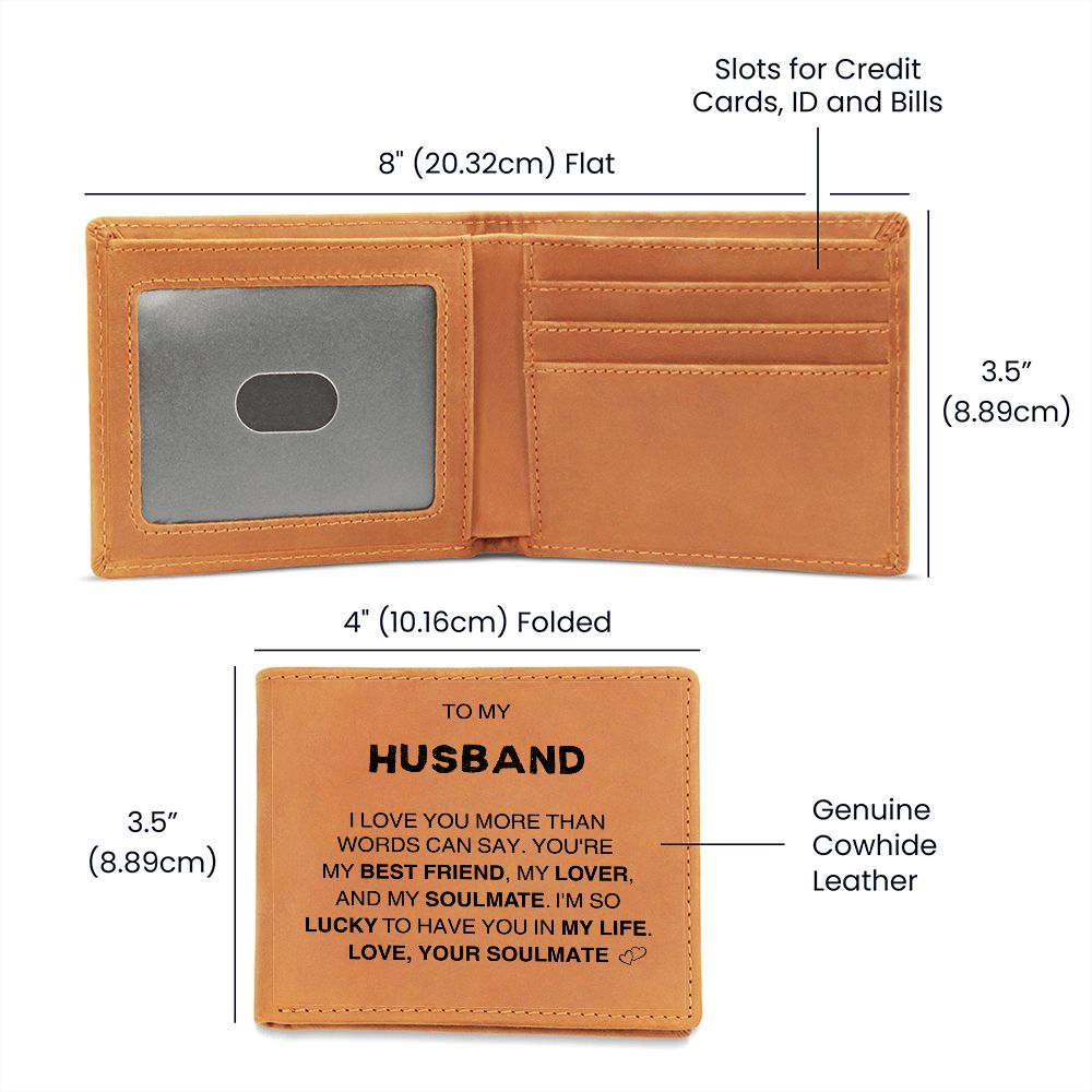 To My Husband - I love you more than words can say Leather Wallet