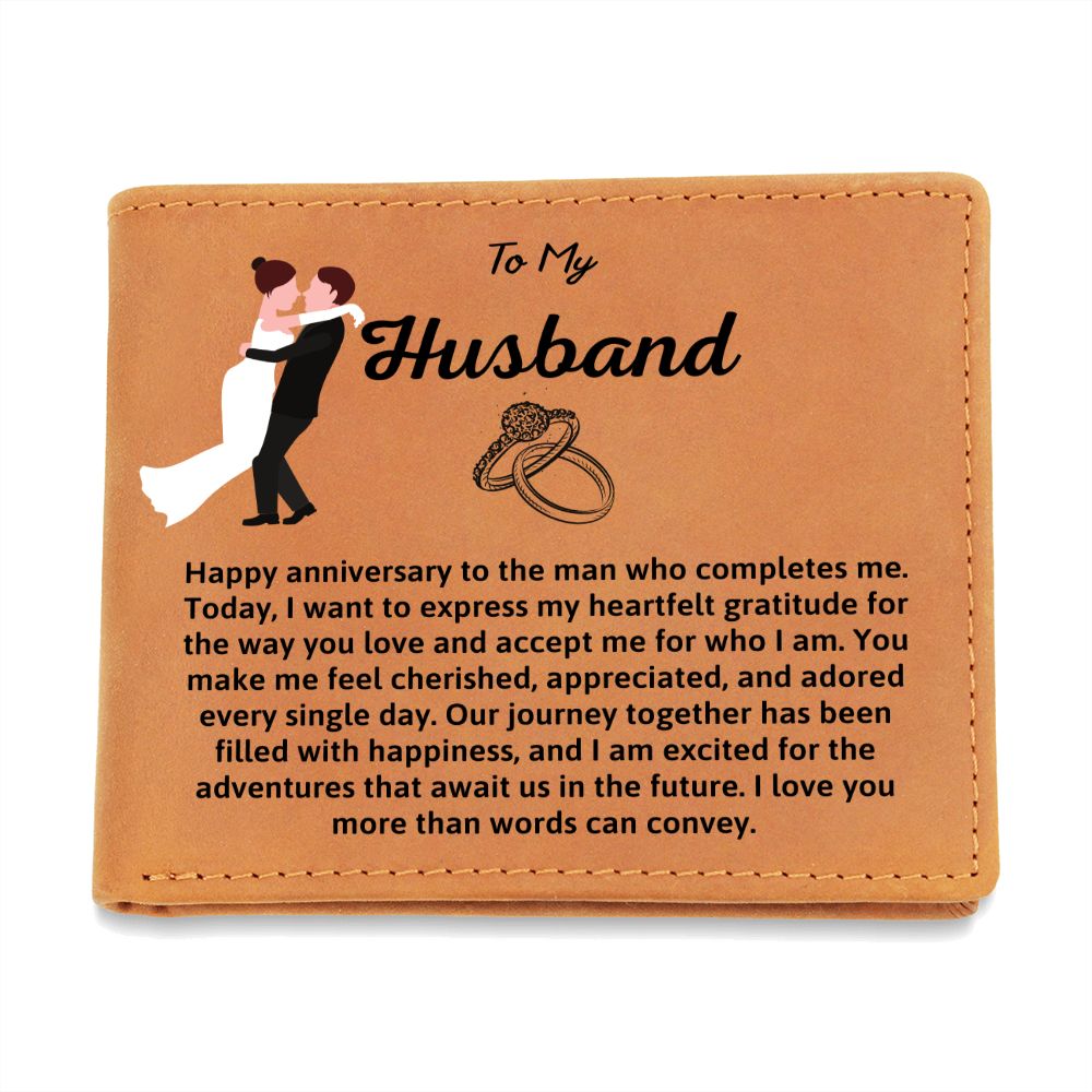 To My Husband - Happy anniversary Leather Wallet