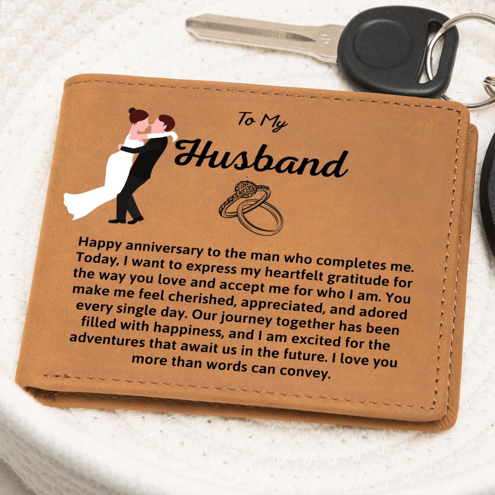 To My Husband - Happy anniversary Leather Wallet