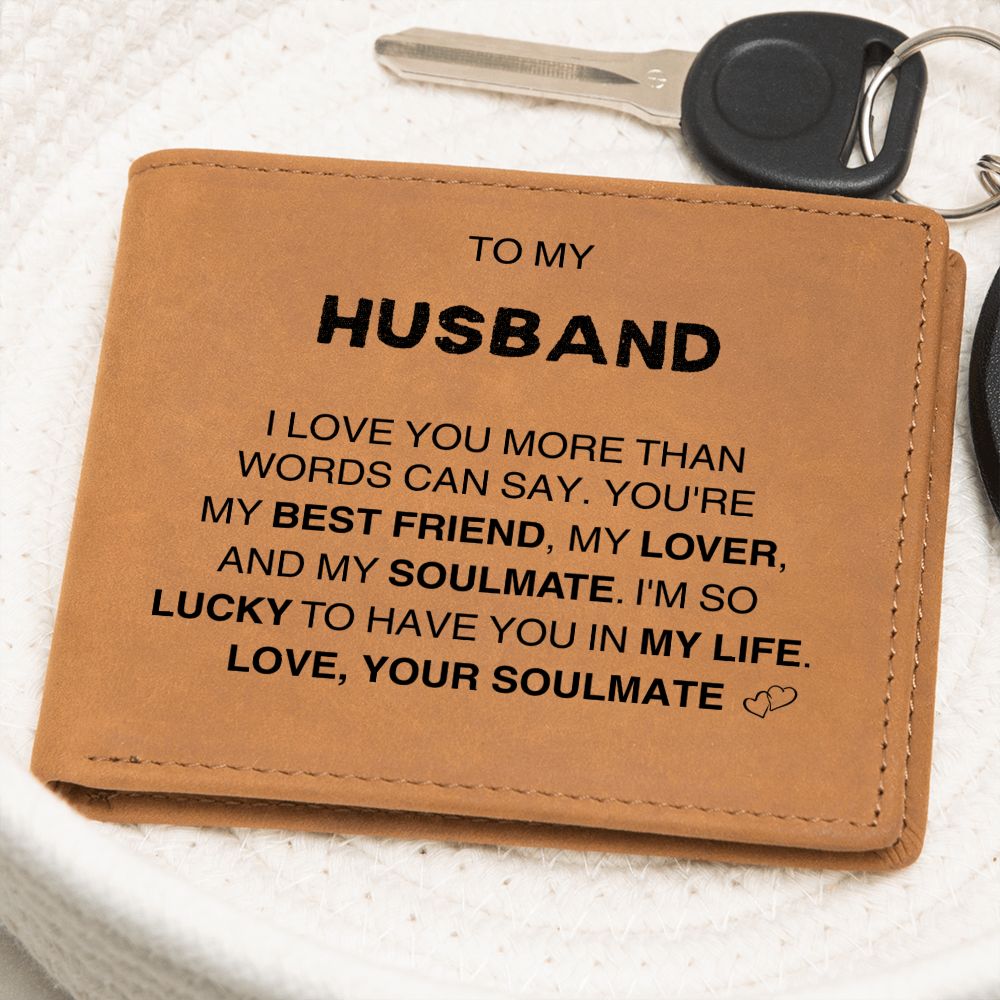 To My Husband - I love you more than words can say Leather Wallet