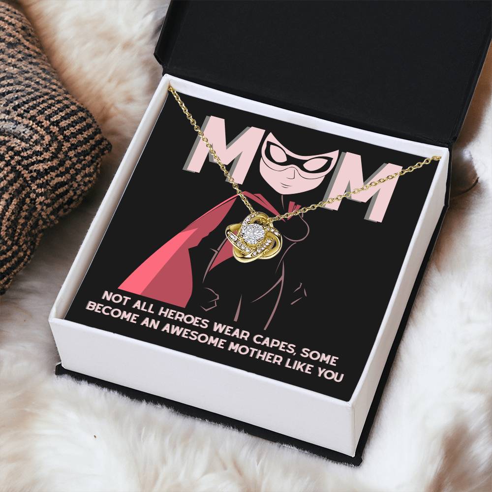 Mom-An Awesome Mother Love Knot Necklace
