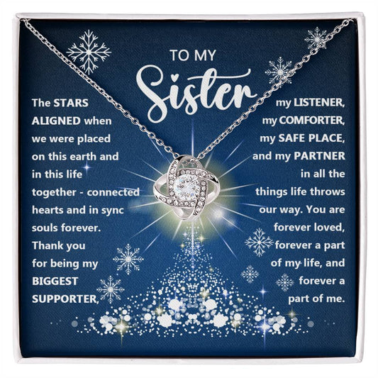 Sister-Stars Aligned Love Knot Necklace