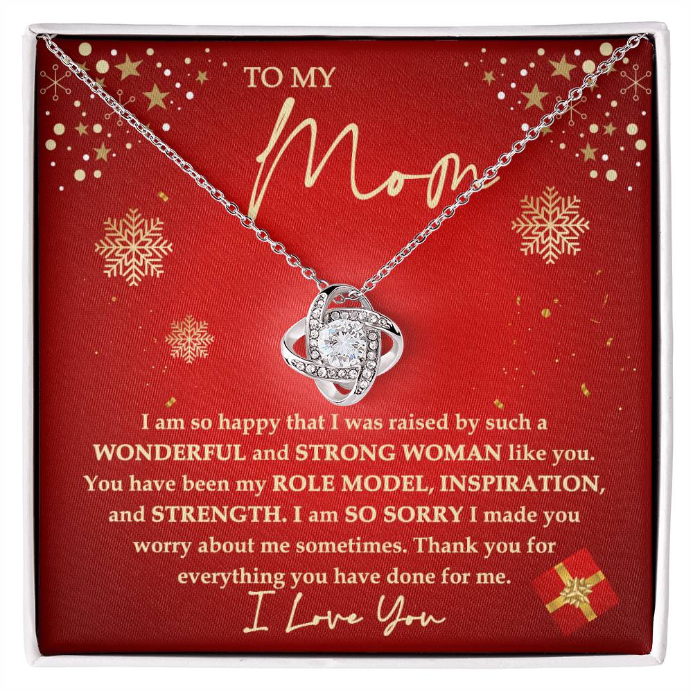 Mom-Strong Woman Love Knot Necklace