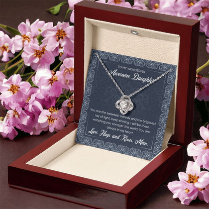 To My Wonderful Awesome Daughter - Sweetest Melody - Love Knot Necklace