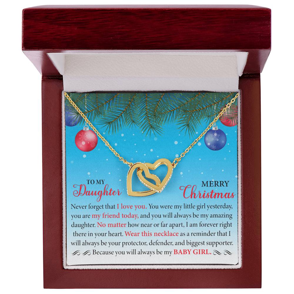 To MY Daughter - Merry Christmas Interlocking Hearts Necklace