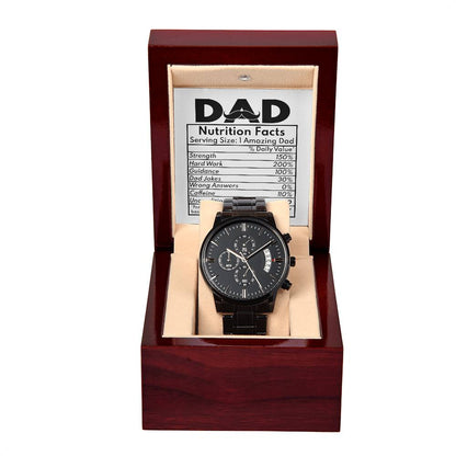 Dad-Nutrition Facts-Metal Chronograph Watch