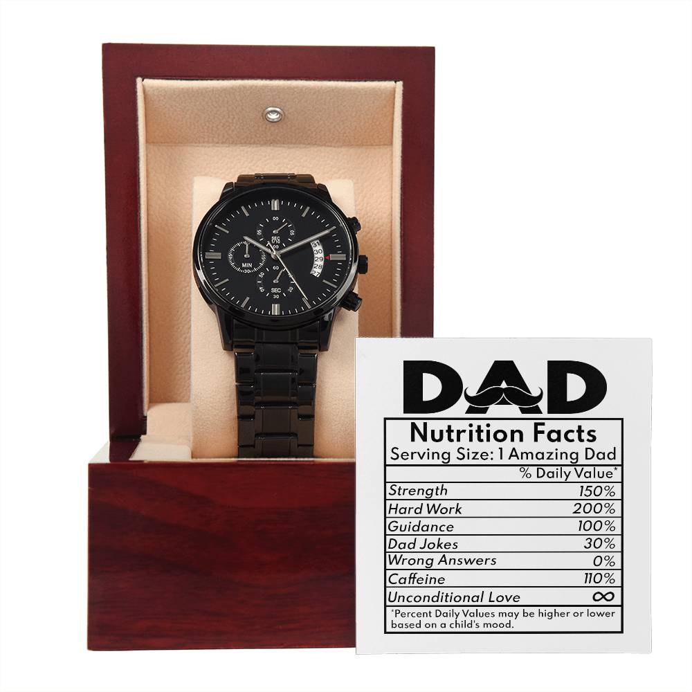 Dad-Nutrition Facts-Metal Chronograph Watch