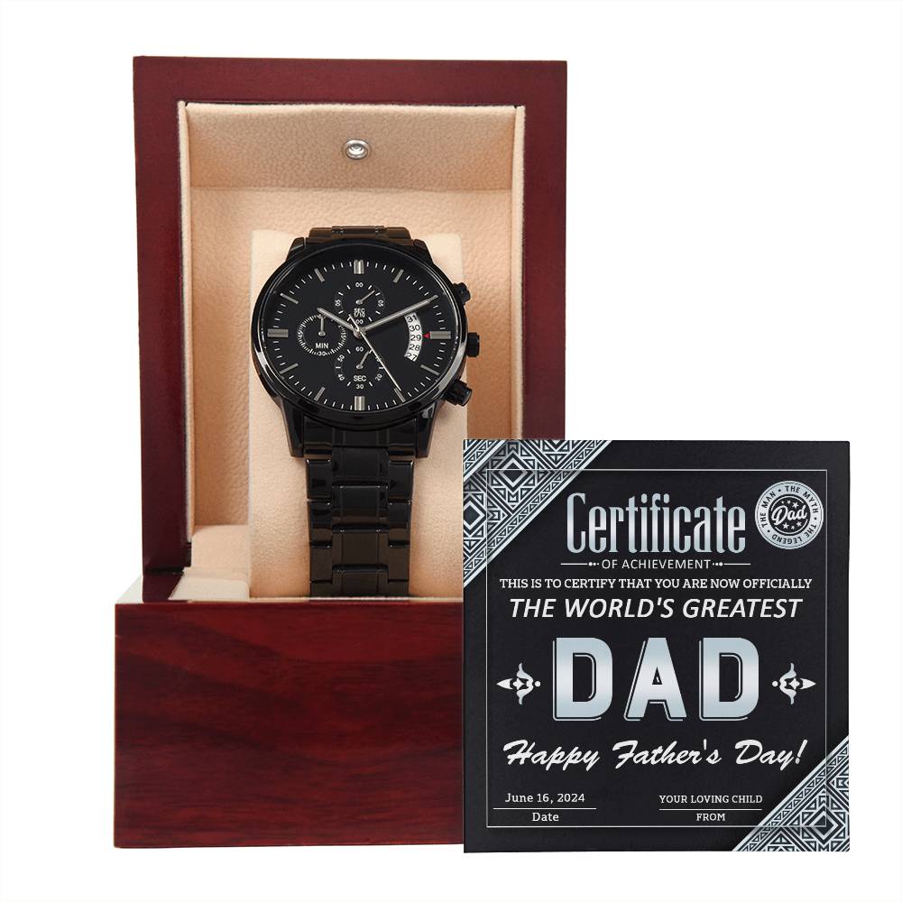 Dad-Certificate Of Achievement-Metal Chronograph Watch