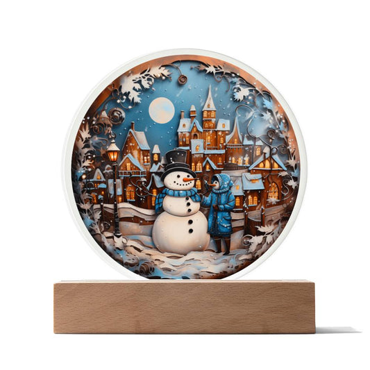 Snowman In Town-Acrylic Circle