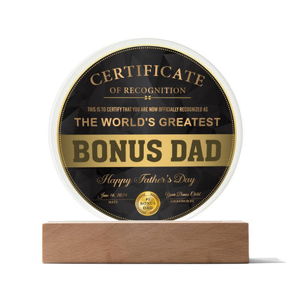 Bonus Dad-Certificate Of Recognition-Circle