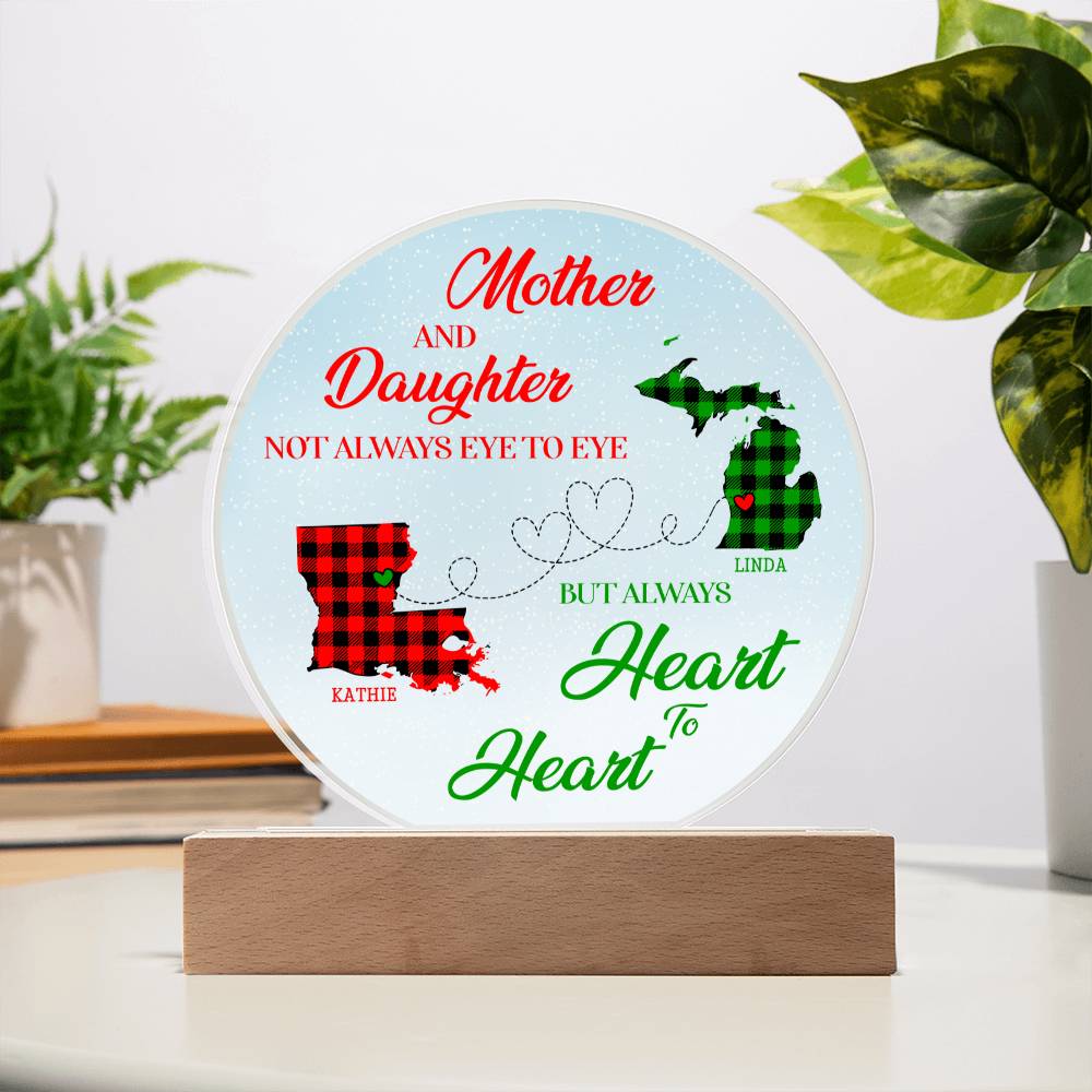 Mother And Daughter Not Always Eye To Eye Acrylic Circle Plaque