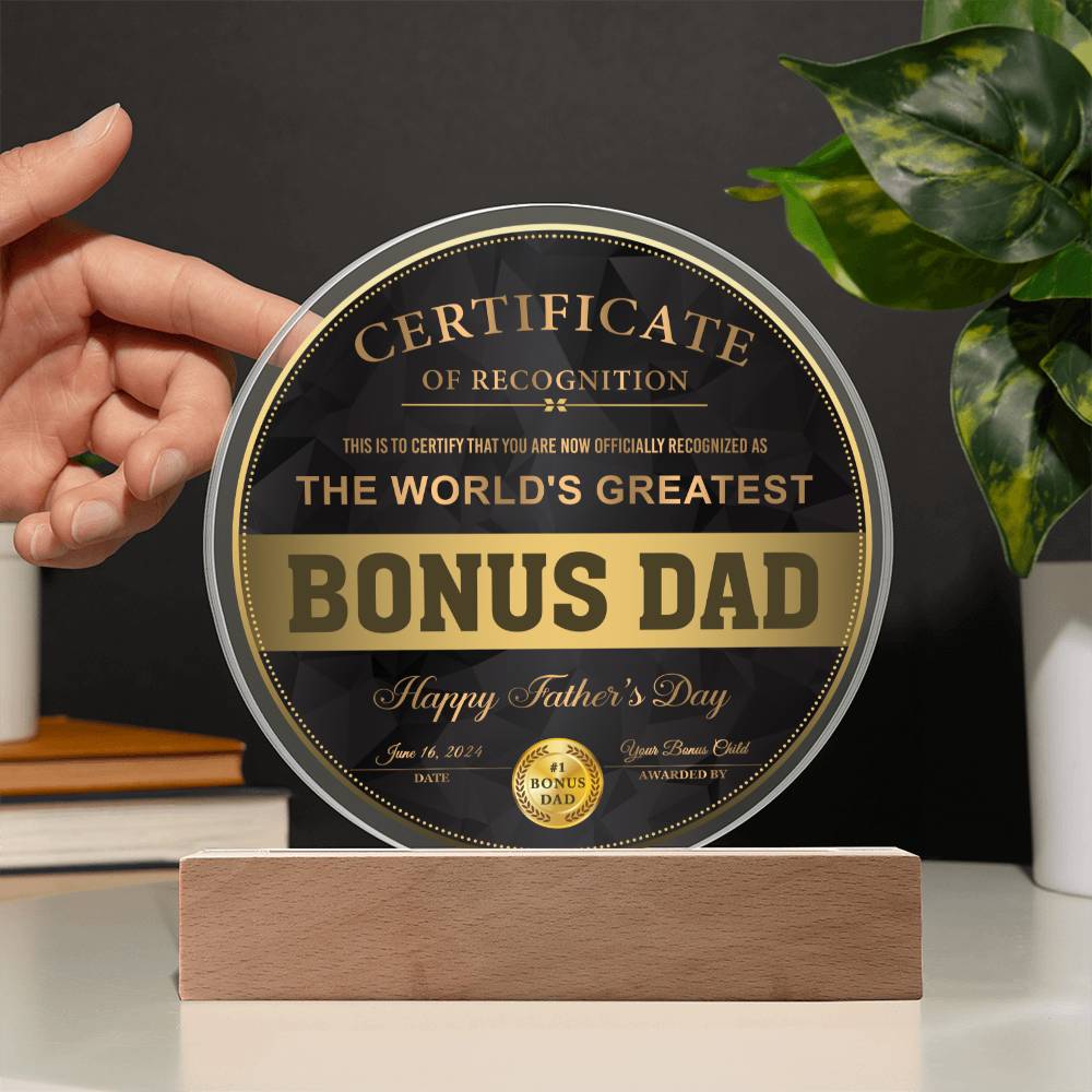 Bonus Dad-Certificate Of Recognition-Circle