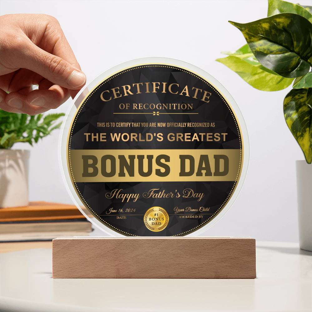 Bonus Dad-Certificate Of Recognition-Circle