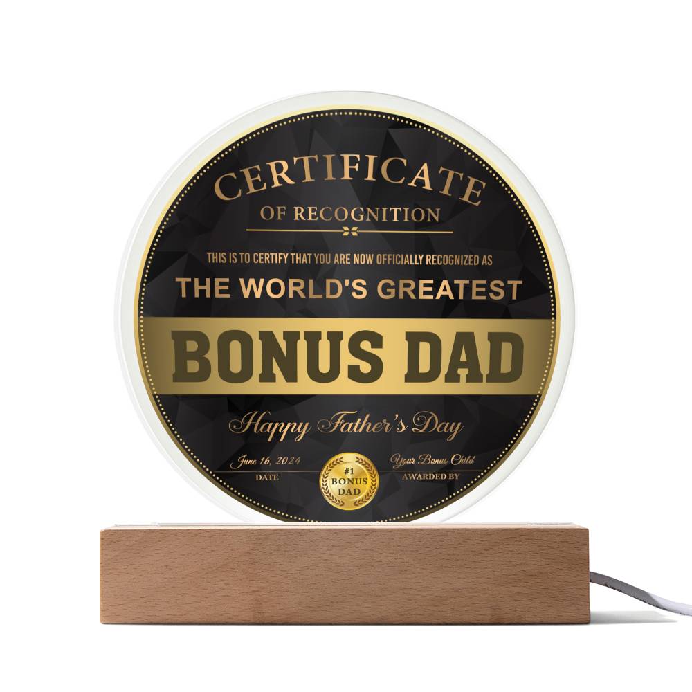 Bonus Dad-Certificate Of Recognition-Circle