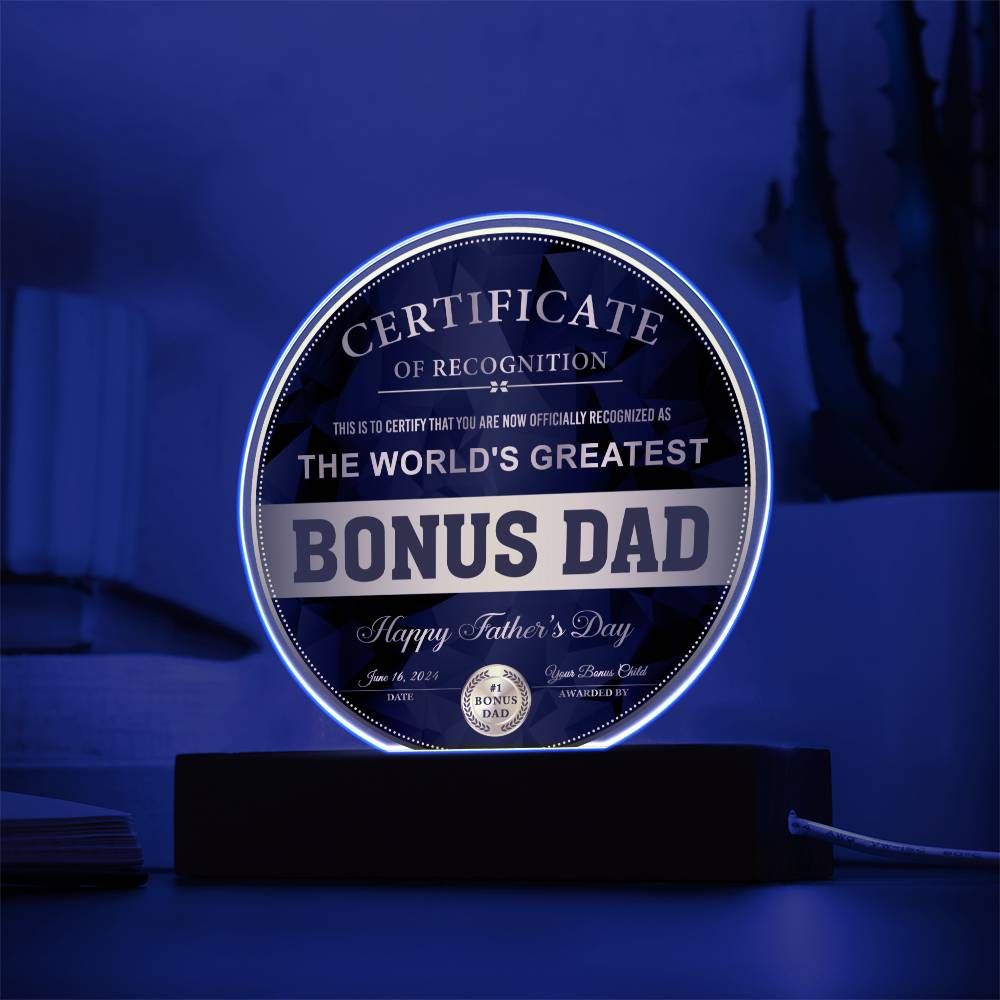 Bonus Dad-Certificate Of Recognition-Circle