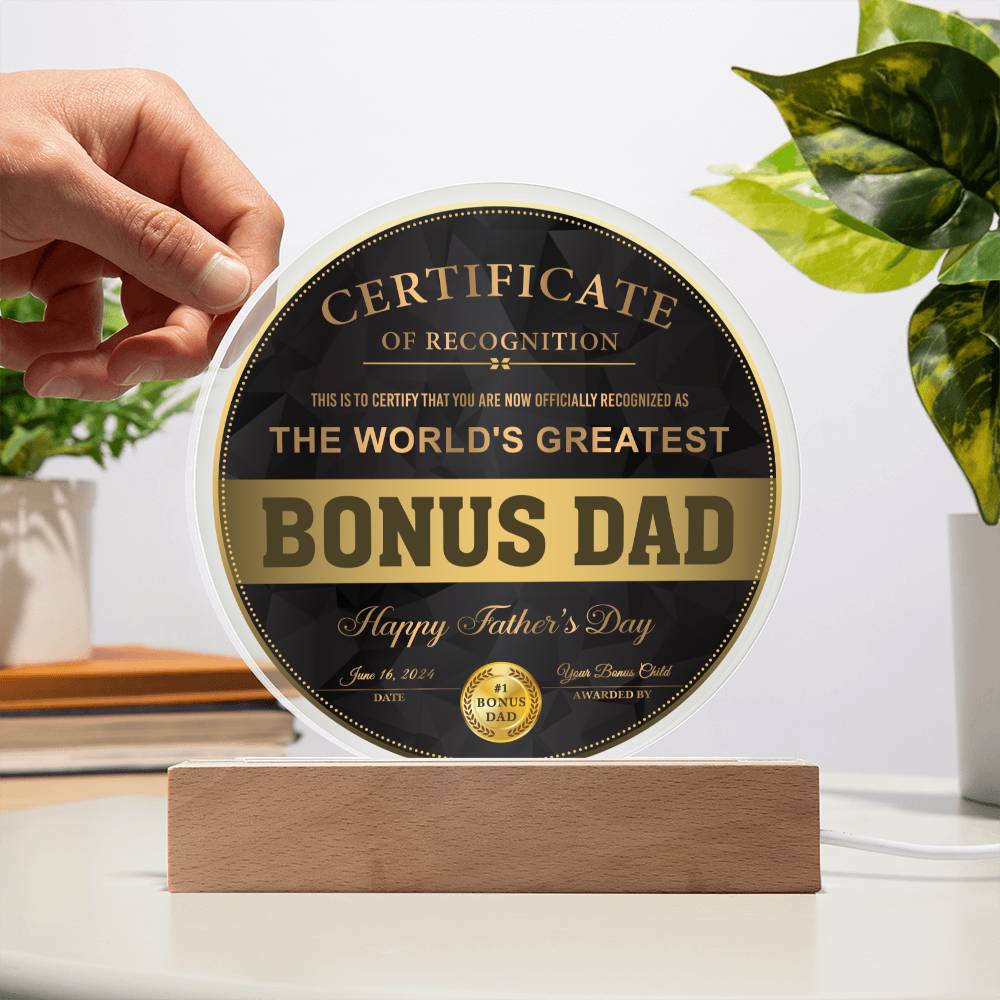 Bonus Dad-Certificate Of Recognition-Circle