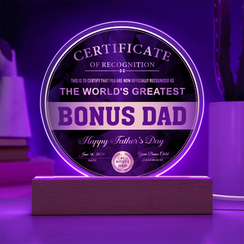 Bonus Dad-Certificate Of Recognition-Circle