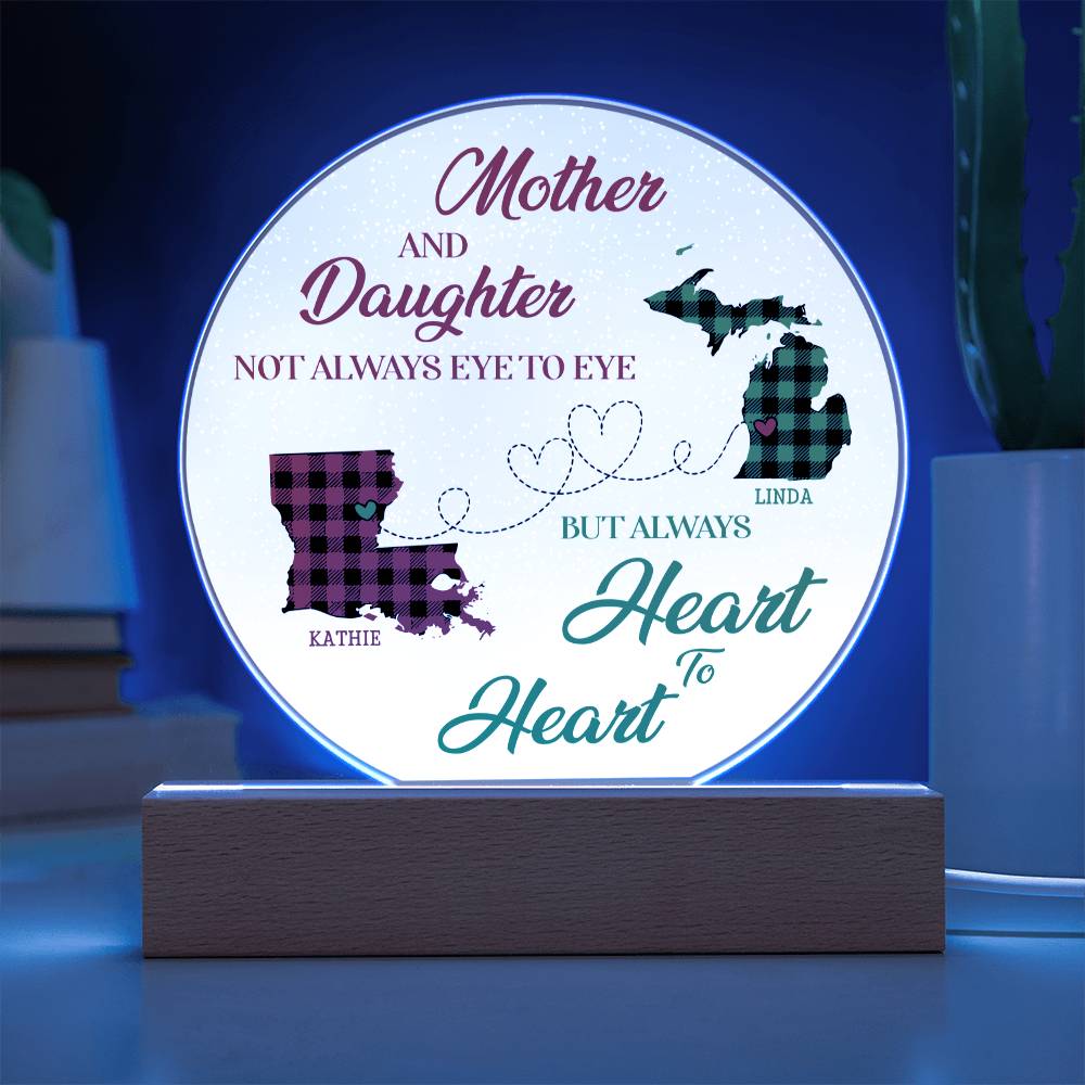 Mother And Daughter Not Always Eye To Eye Acrylic Circle Plaque