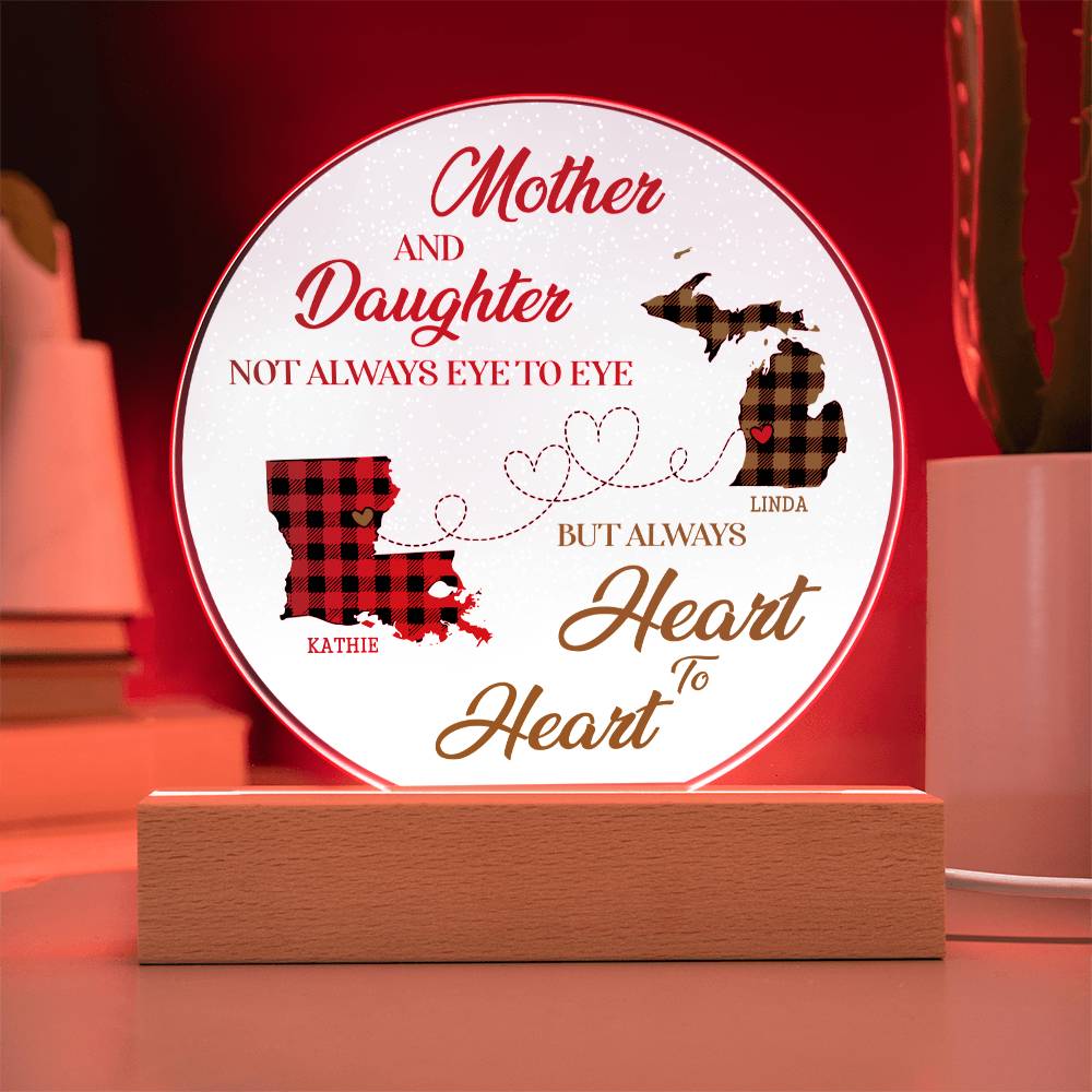 Mother And Daughter Not Always Eye To Eye Acrylic Circle Plaque