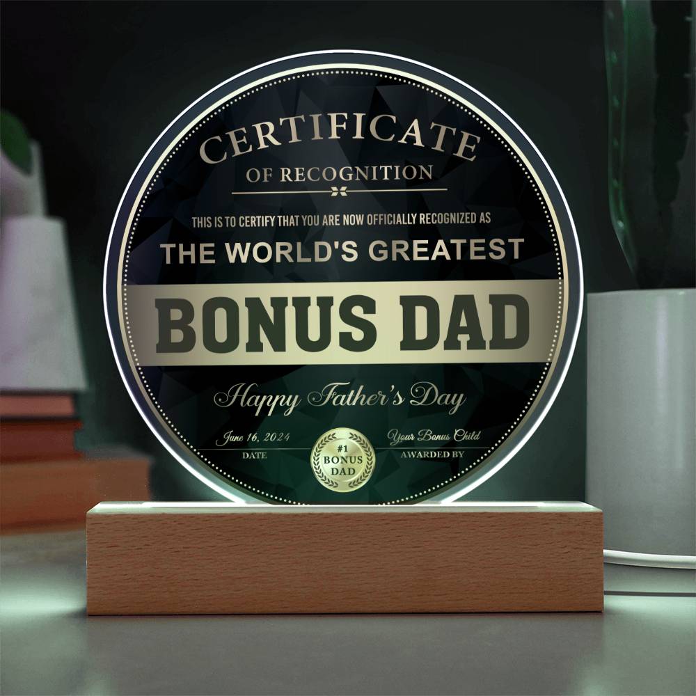 Bonus Dad-Certificate Of Recognition-Circle