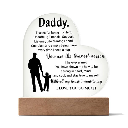 Daddy - Thank For Being My Hero Heart Acrylic