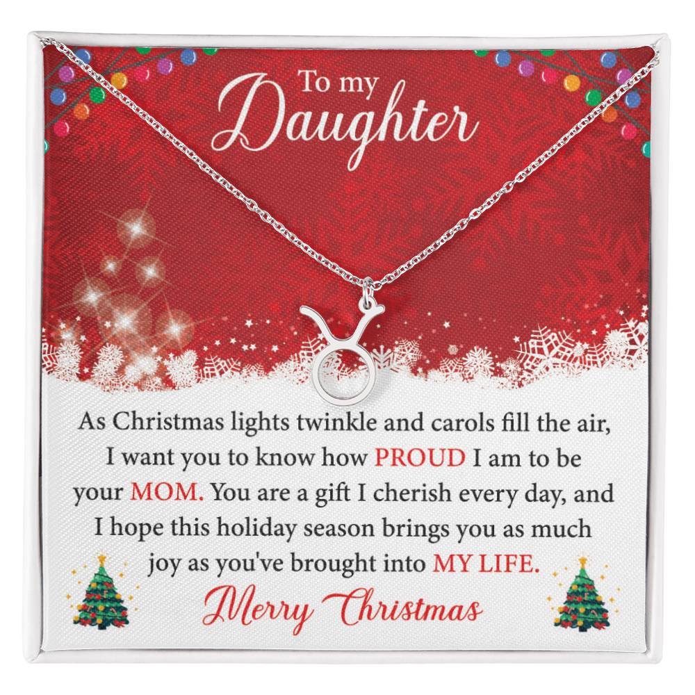 To My Daughter - You Are A Gift I Cherish Every Day Zodiac Symbol Necklace