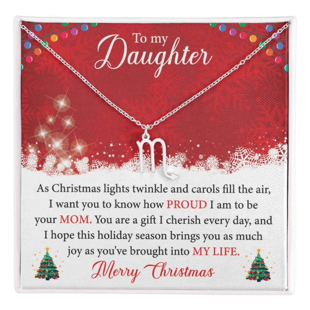 To My Daughter - You Are A Gift I Cherish Every Day Zodiac Symbol Necklace