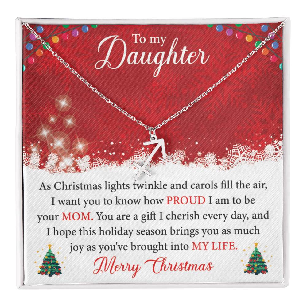 To My Daughter - You Are A Gift I Cherish Every Day Zodiac Symbol Necklace