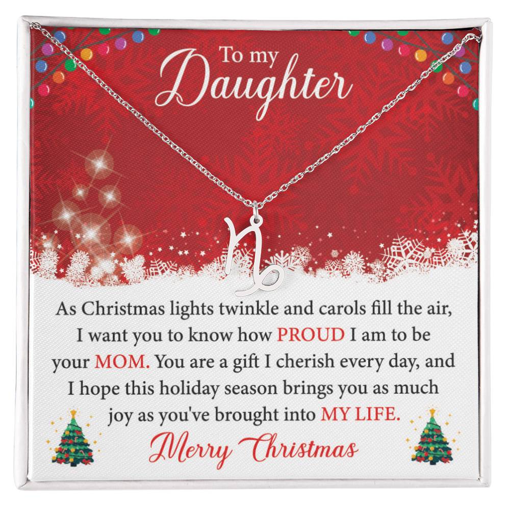 To My Daughter - You Are A Gift I Cherish Every Day Zodiac Symbol Necklace