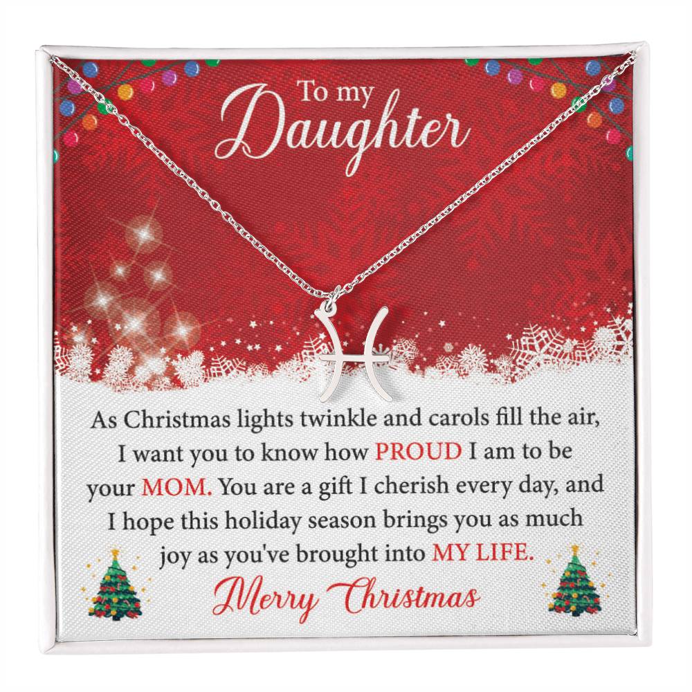 To My Daughter - You Are A Gift I Cherish Every Day Zodiac Symbol Necklace