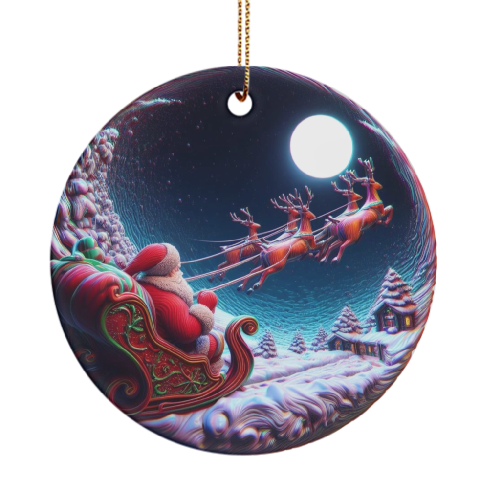 Santa With Reindeer Ornament